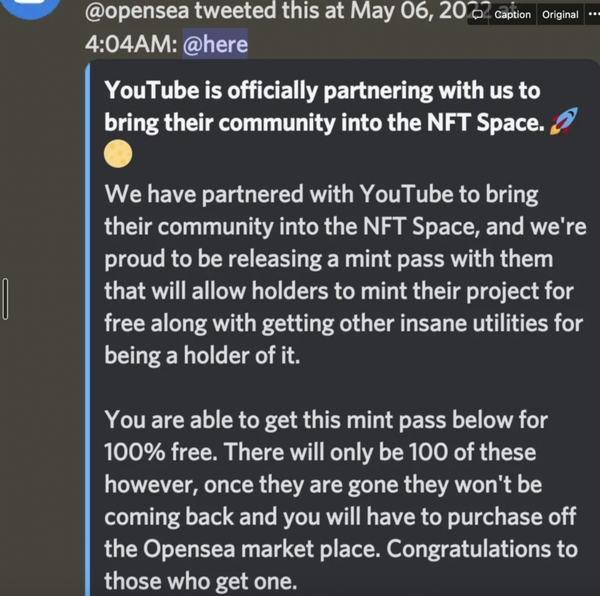 youtube nft