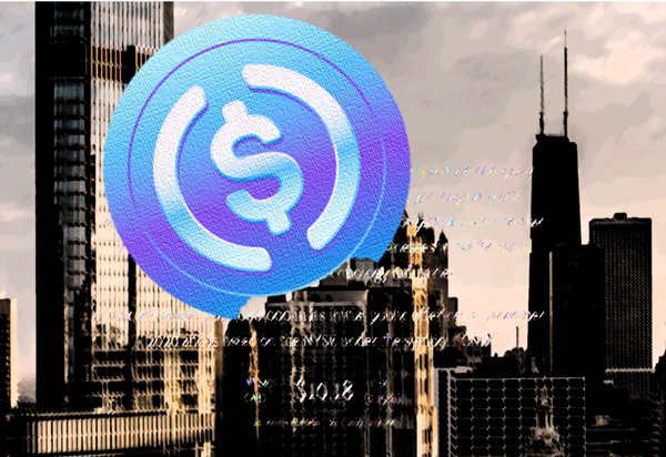 USDC logo on Concord website background