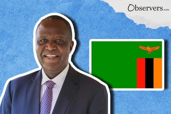 Felix Mutati and Zambia flag